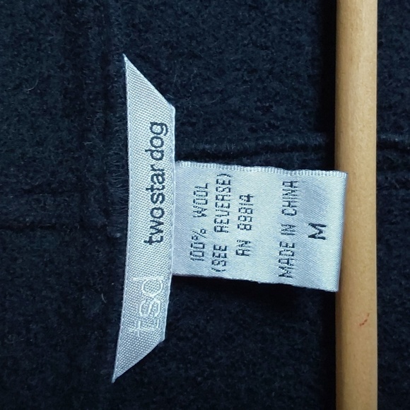 TSD Two Star Dog Black 100% Wool Minimalist Neutral Warm Wrap Coat Chic Sz.M - Picture 15 of 15